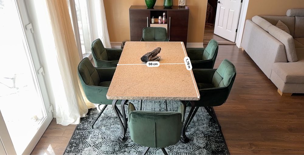 Masa granit set cu covor si scaune