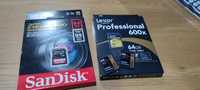 Card SDXC 64gb și 128gb sandisk și lexar profesional