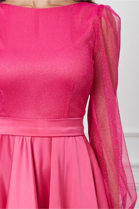 Rochie MBG fucsia cu maneci transparente