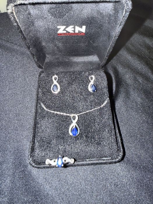 Комплект бриллианты с сапфиром