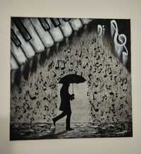 Картина "Дъждовно" 40/40см, акрилни бои с четка...