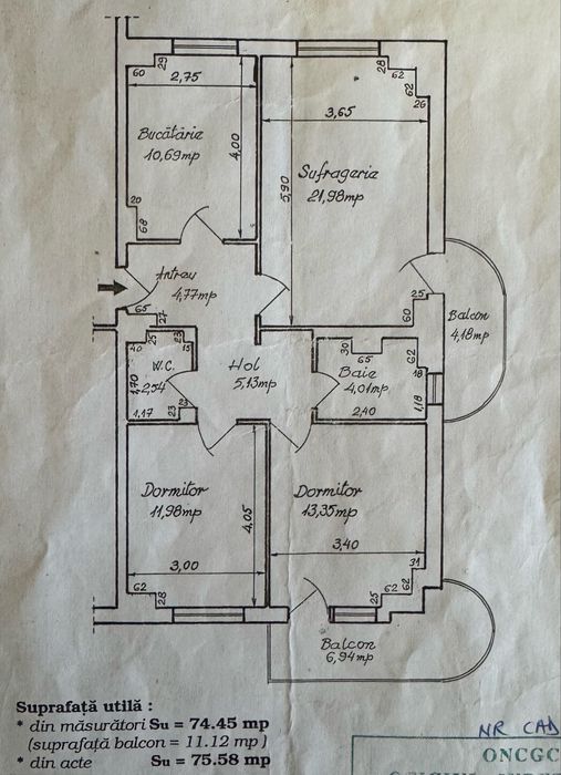 Apartament 3 cam Stadion la ST-uri / etaj 3 / gaze / boxa / mobilat