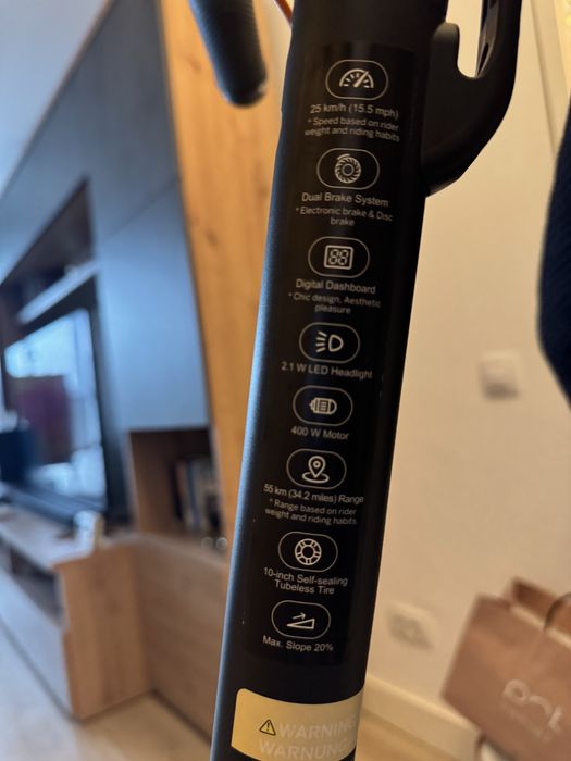 Trotineta electrica NINEBOT KickScooter F2 Pro, 10 inch, negru