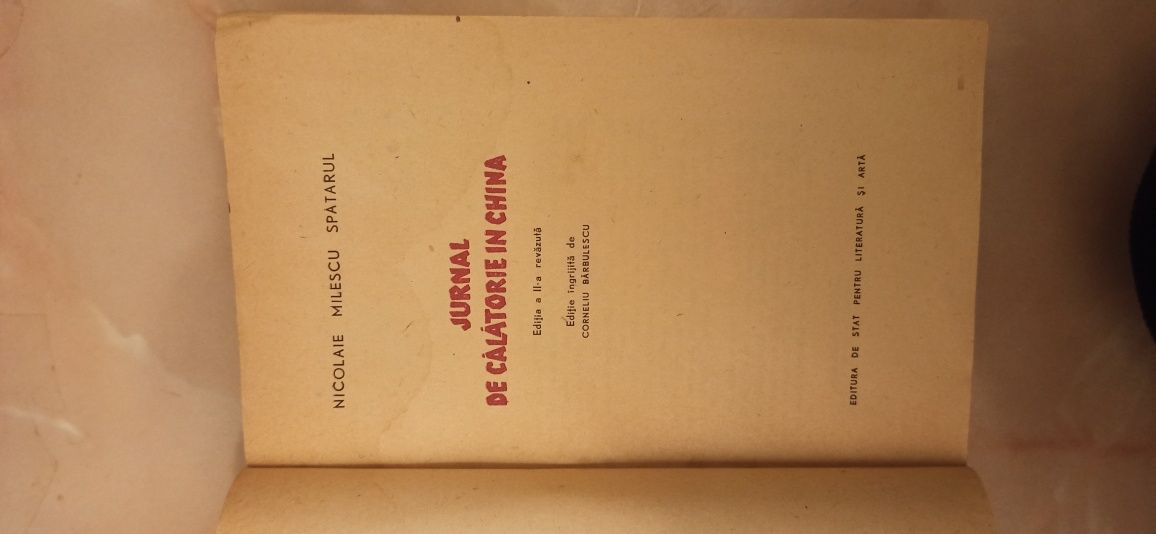 Jurnal de călătorie în China - N. Milescu Spatarul editat în 1958