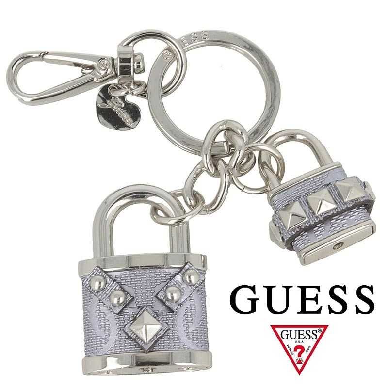 GUESS – Ключодържател с висулка SILVERY "BLACK & BLUE" PADLOCK нов