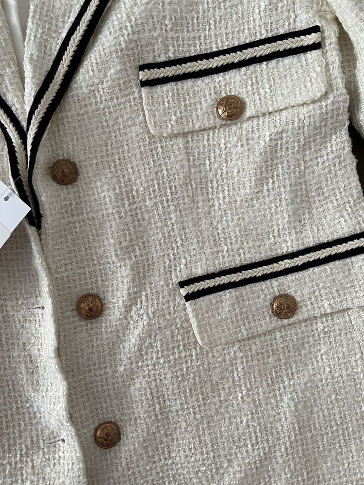 СКИДКА! Стильный пиджак жакет белый твидовый, 48-50р-р