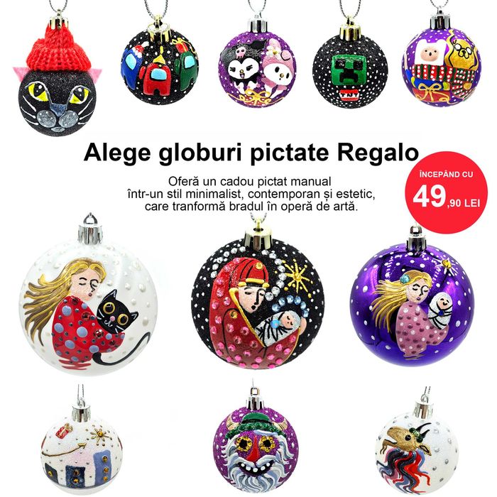 Cadou de craciun Glob pictat Regalo si aranjamente de craciun Regalo