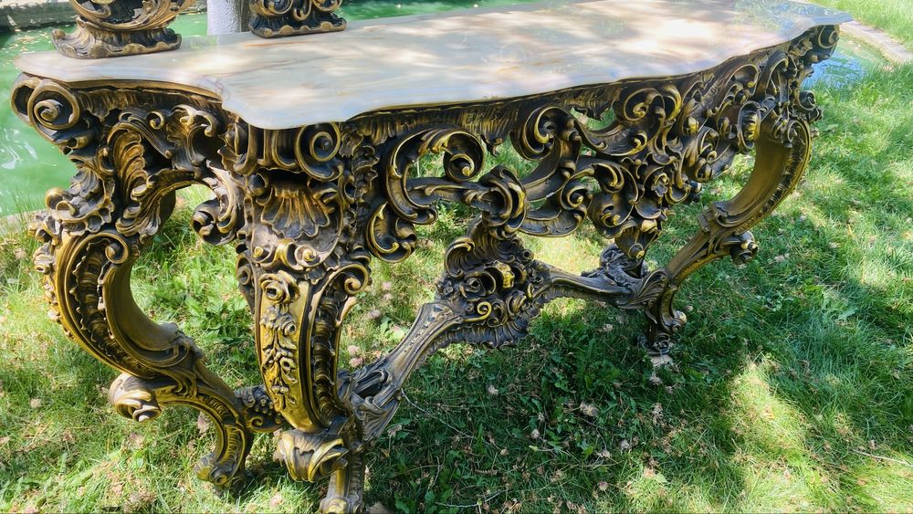 Consola Stil Baroc Rasina Oglinda Marmura Vintage Antic Veche