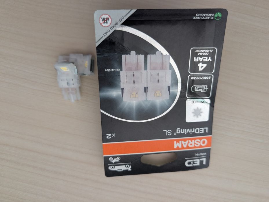 Set 2 becuri LED OSRAM W3x16q, 12V 1.7W, Alb Rece, noi