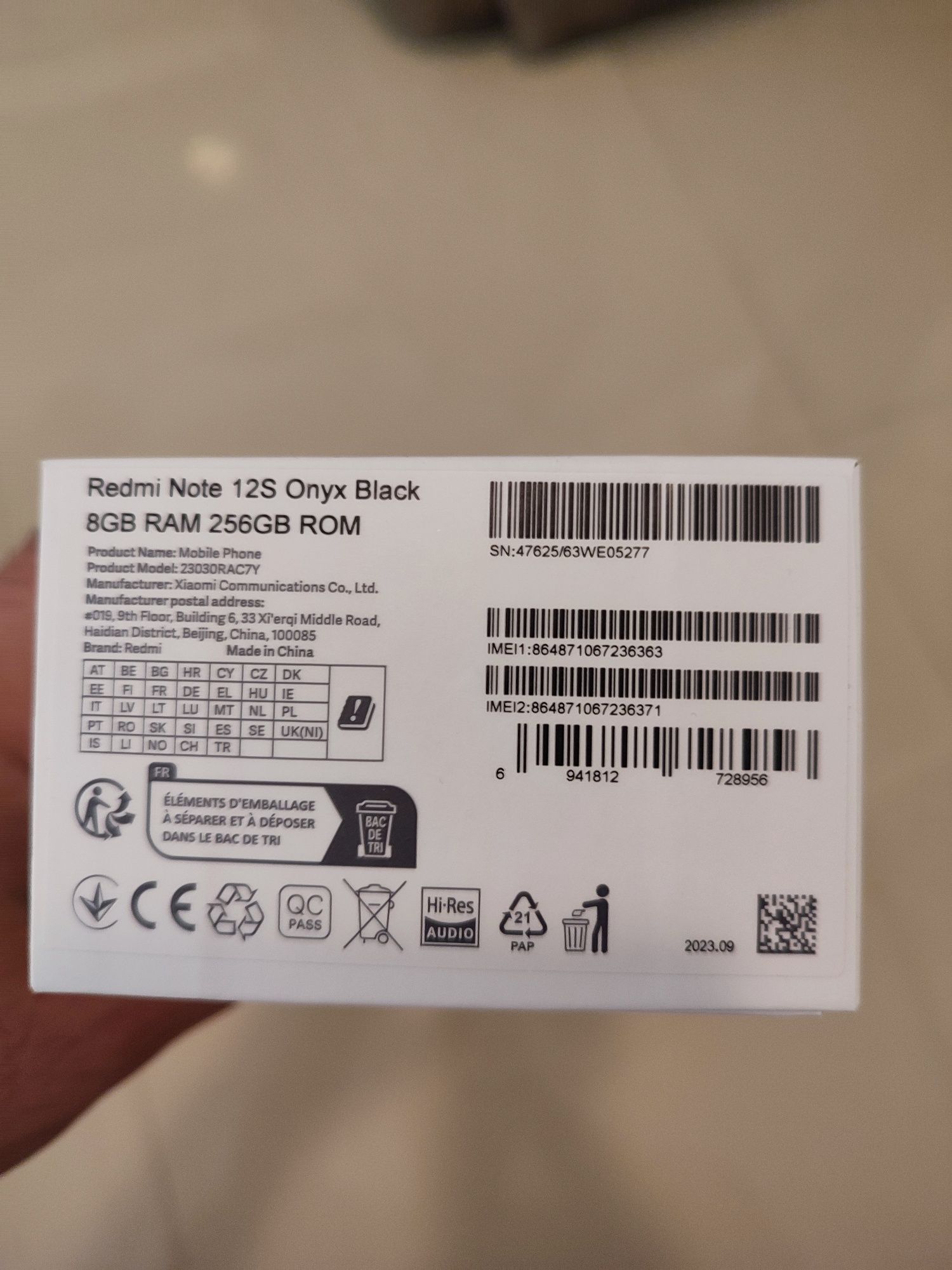 Xiaomi Redmi Note 12S  onyx-black(negru)-nou, sigilat garanție 2 an