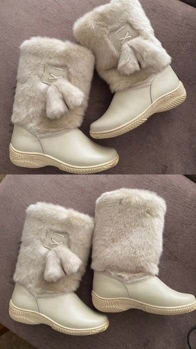 Теплые, стильные женские зимние сапоги с мехом / угги с опушкой