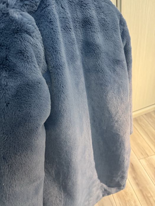 Blana lunga palton albastru zara nou s 36 cordon