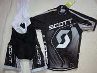 Echipament ciclism Scott negru gri NOU set pantaloni tricou jersey bib