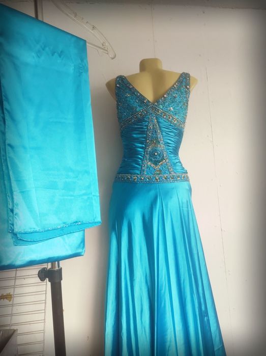 Superba rochie gala albastra eleganta S