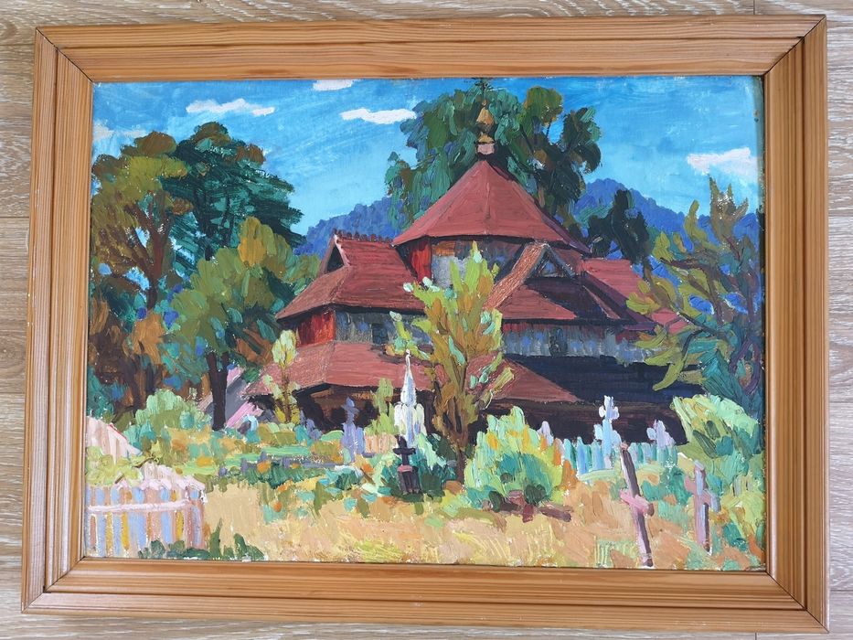 Tablou in ulei Biserica din lemn