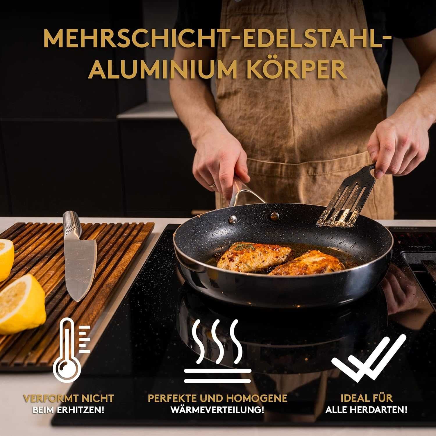 Тиган с капак HAUSLUND® Frying Pan 28 cm Non-Stick Coating,Нов