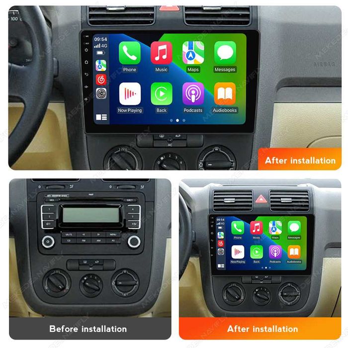 Navigatie Android 14 Golf 5 Jetta 2004+ 1/8 Gb Waze CarPlay + CAMERA