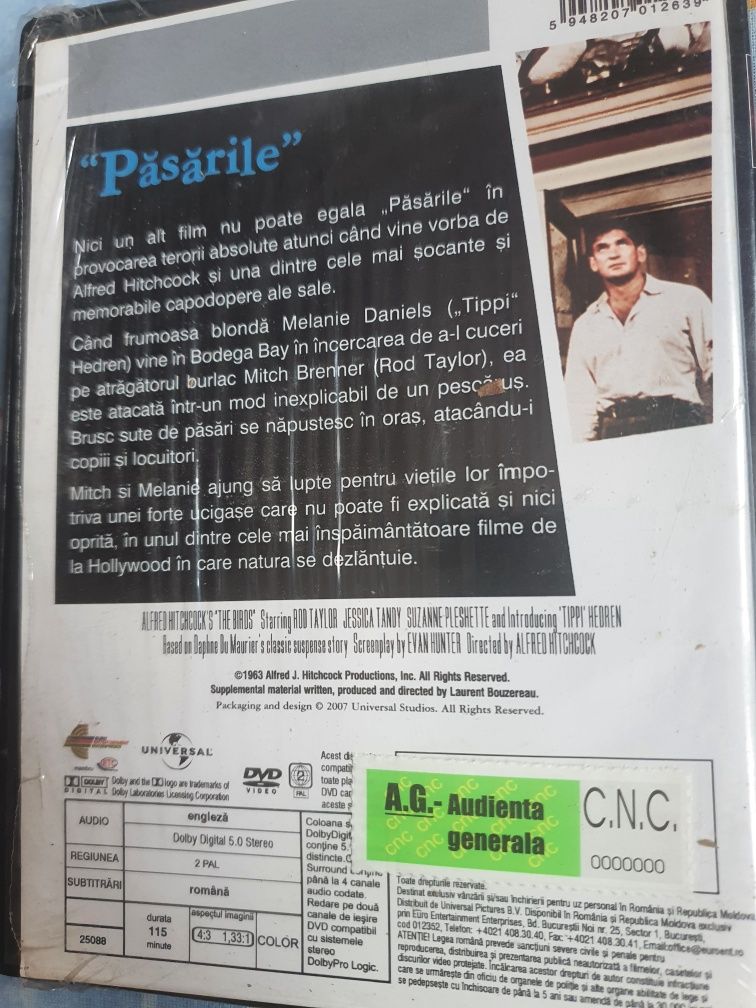 Dvd film clasic Pasarile-Alfred Hitchcock+CADOU. TRANSPORT GRATUIT!!!