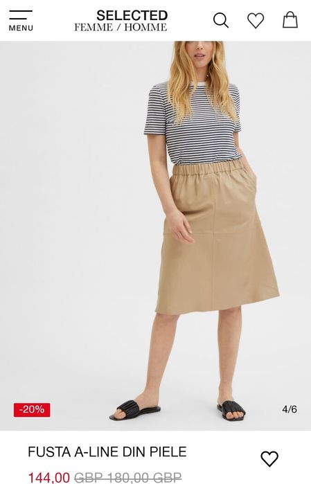Fusta piele naturala Selected femme