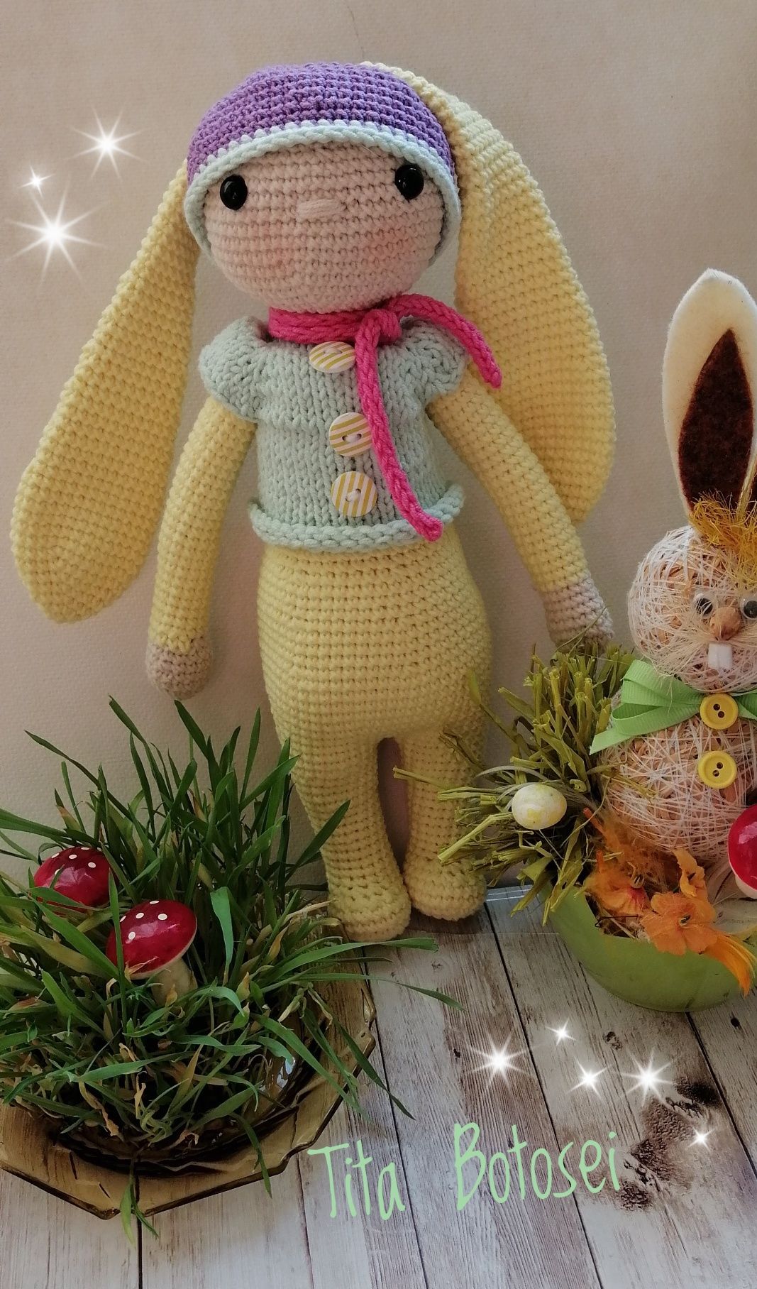 Iepuraș croșetat, jucărie handmade, papusa crosetata, amigurumi