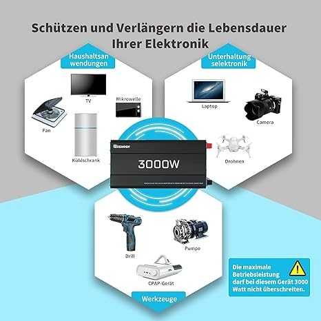 Invertor(sinus pur) Renogy 3000 W / 6000 W 12 V la 230 V