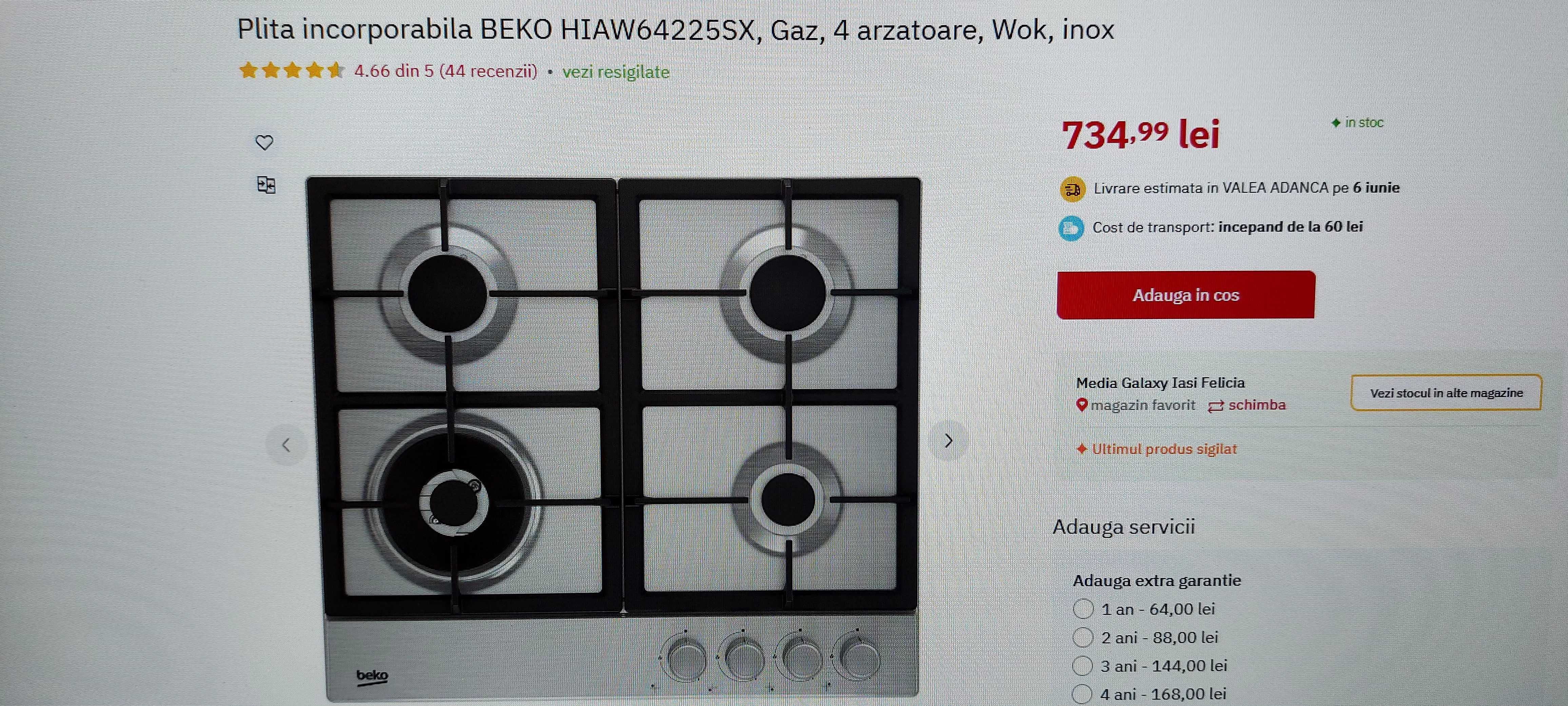 Plita Beko inox incorporabila