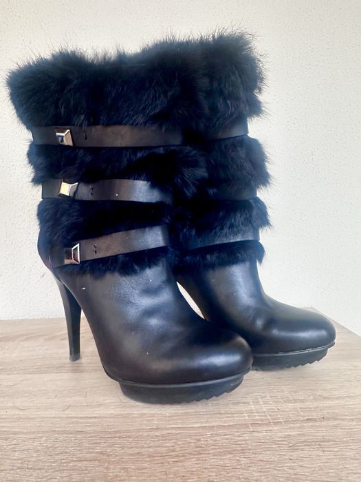 Cizme damă nr. 37-38 – piele naturală, cu blăniță