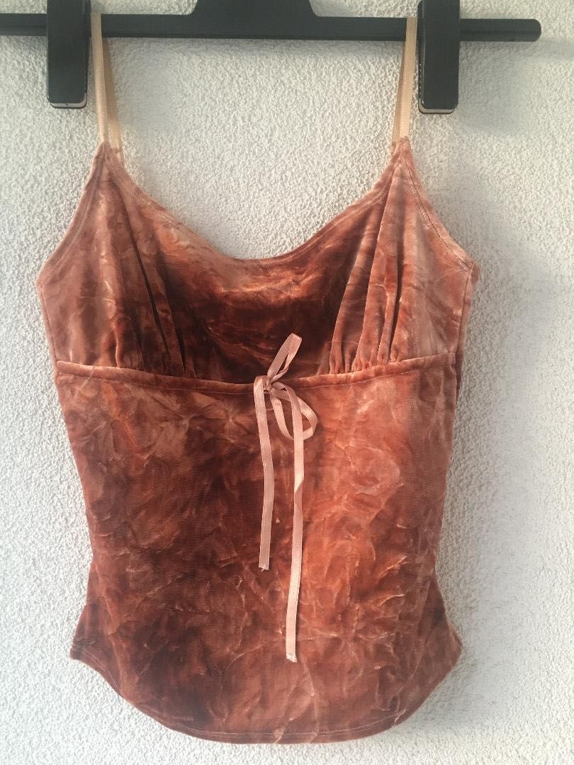 Maieu/top de vara, catifea, maro/coniac, brand Motivi, mărime XS