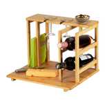 Platou servire aperitive si vin bambus suport sticle pahare 26x40x33cm
