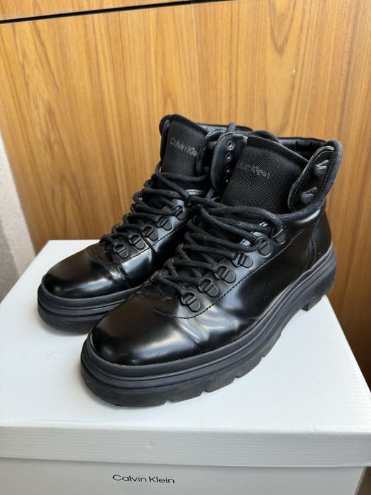 Мъжки черни от естествена кожа боти  Calvin Klein