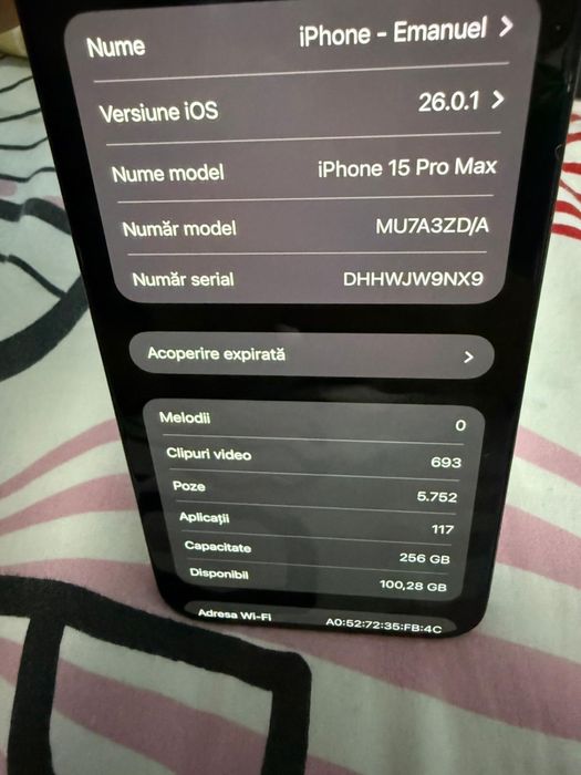 Iphone 15 pro max 256 GB 81%baterie