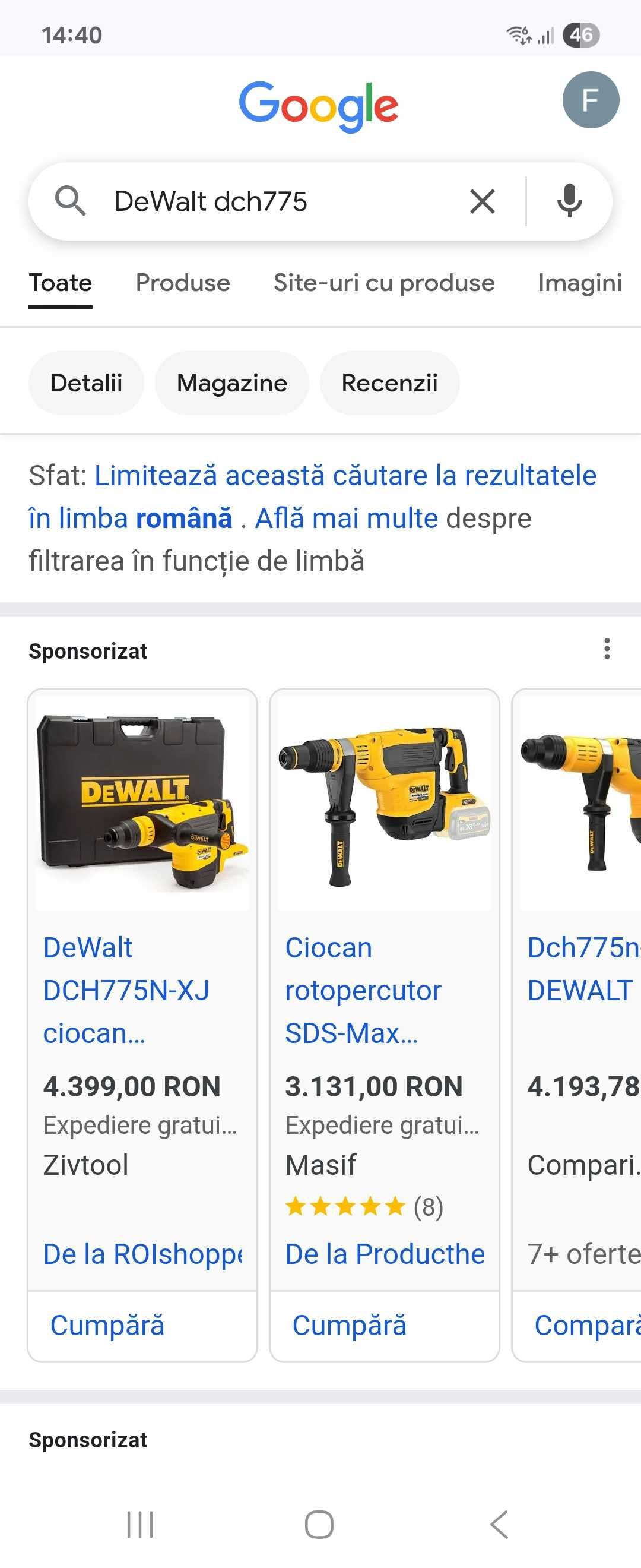 Pikamar Dewalt SDS Max FlexVolt 54V in stare foarte buna corpul gol