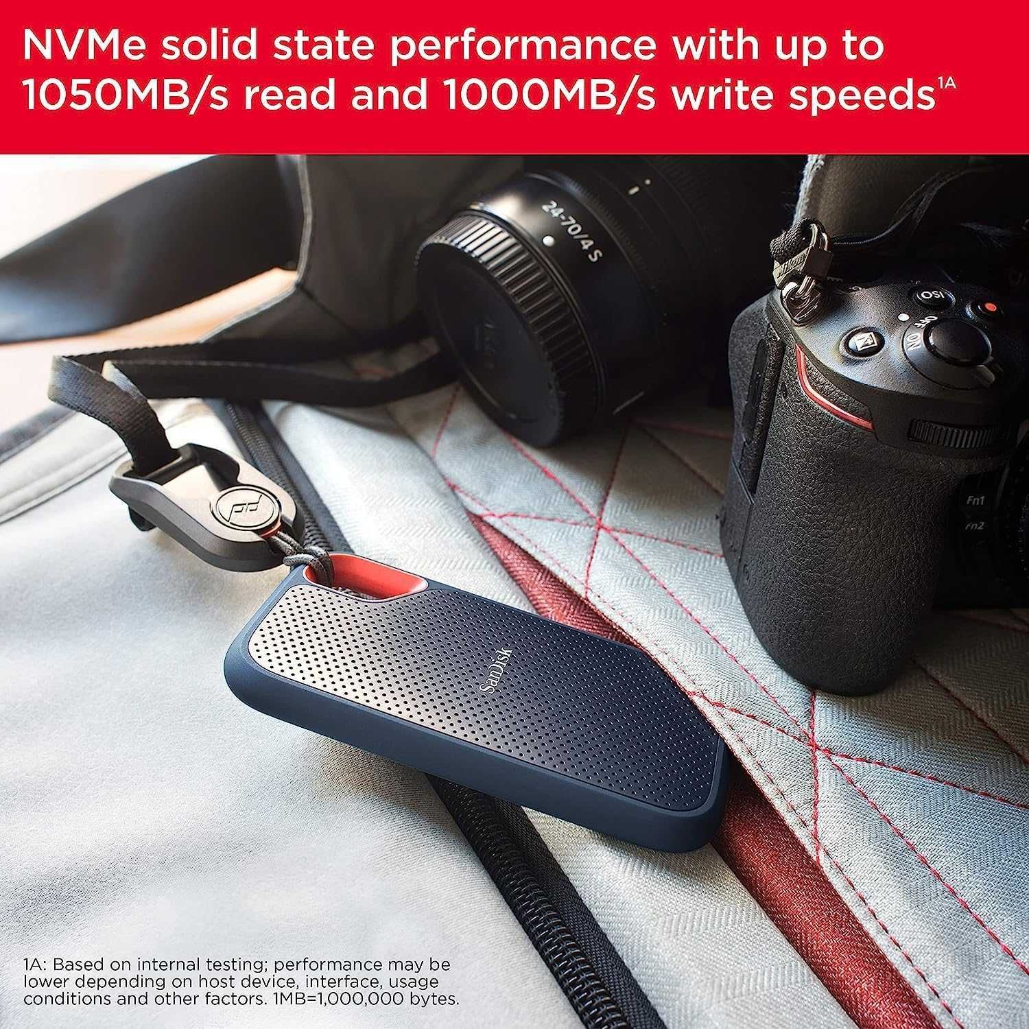 SanDisk 2TB Extreme Portable SSD 1050MB/s, USB-C, USB 3.2 Gen 2