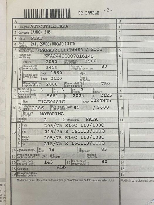 Fiat Ducato doua bucati la 1000E
