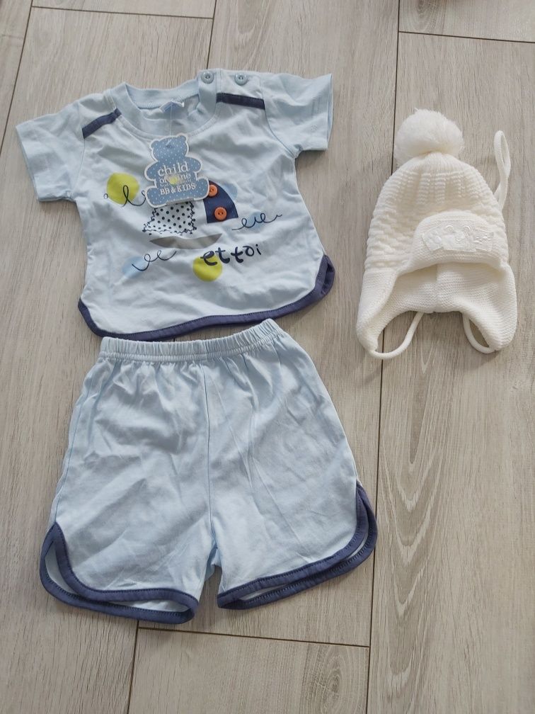 Set de vara tricou si pantaloni scurti baieti 9 luni