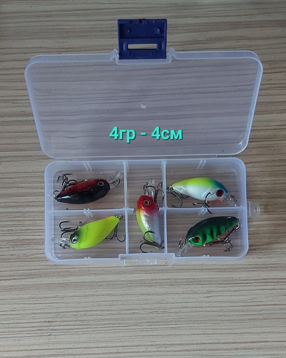 5 бр примамки за спининг риболов с кутия,блесни,клатушки,цикади,воблер
