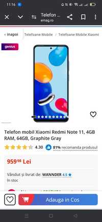 Xiaomi Redmi note 11 ca nou
