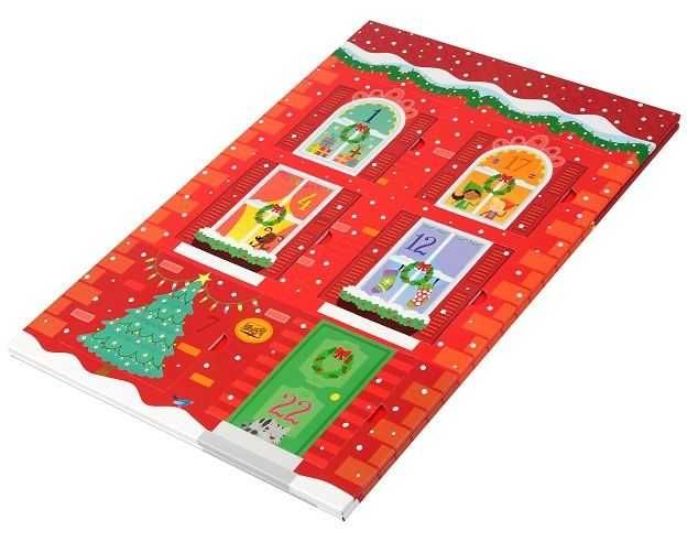 ПРИКАЗНА КОЛЕДА – червен и син календар, Голяма книга с 24 приказки