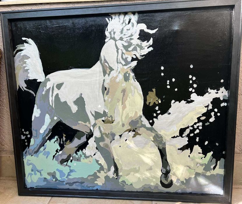 Белият кон - маслени бои