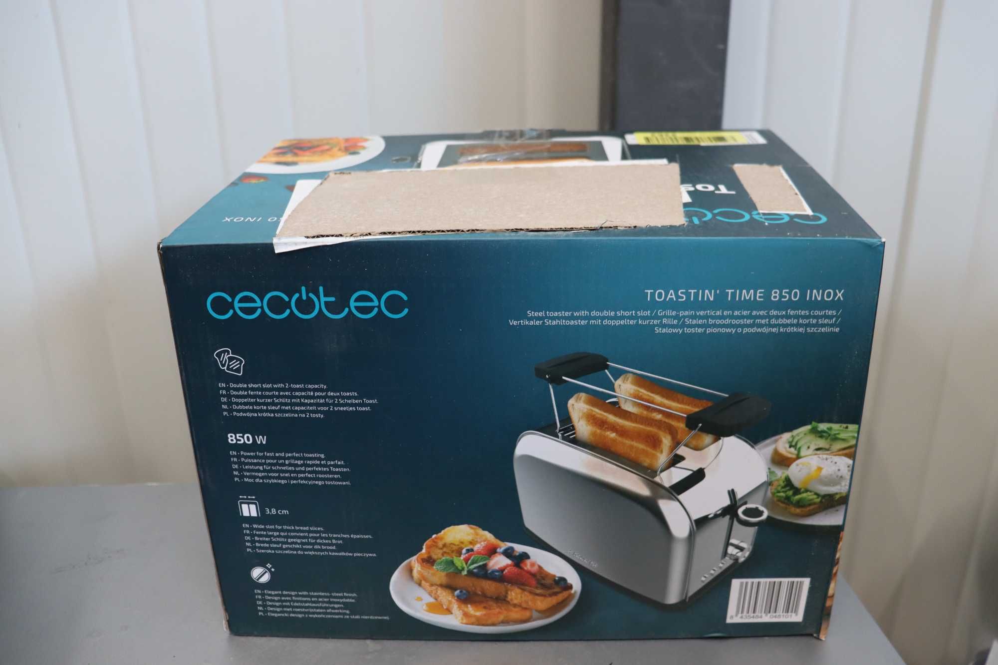 Тостер Cecotec Toastin' time 850 Inox Long Lite, 850W, 2 филийки, Inox