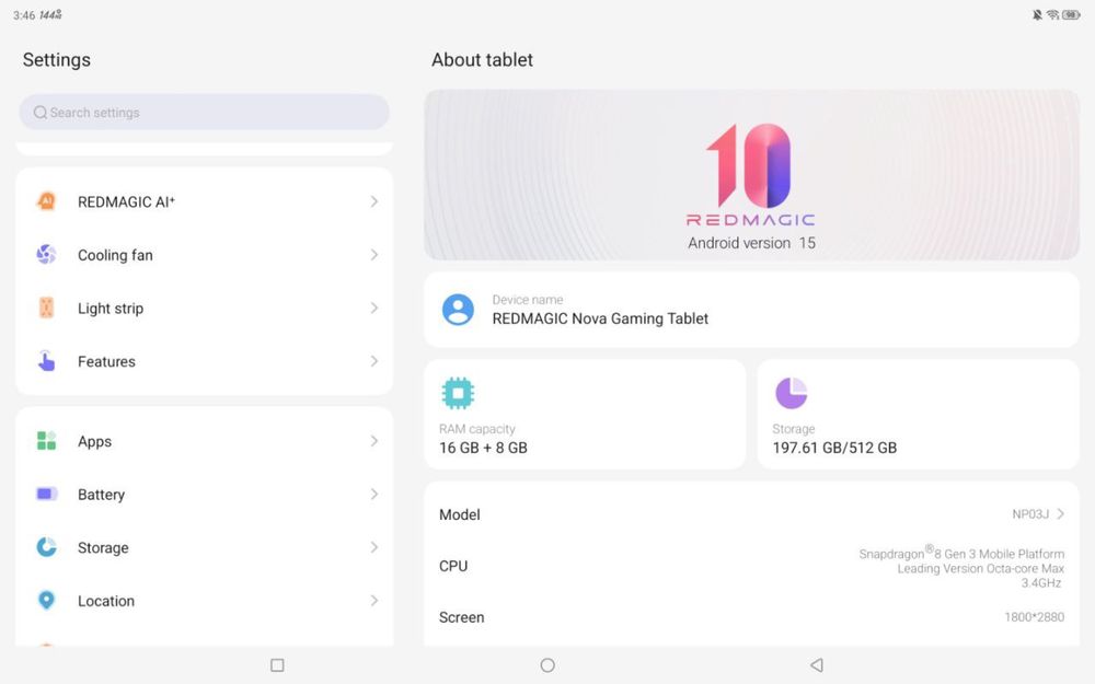 RedMagic Nova tablet 16GB+8 RAM / 512GB