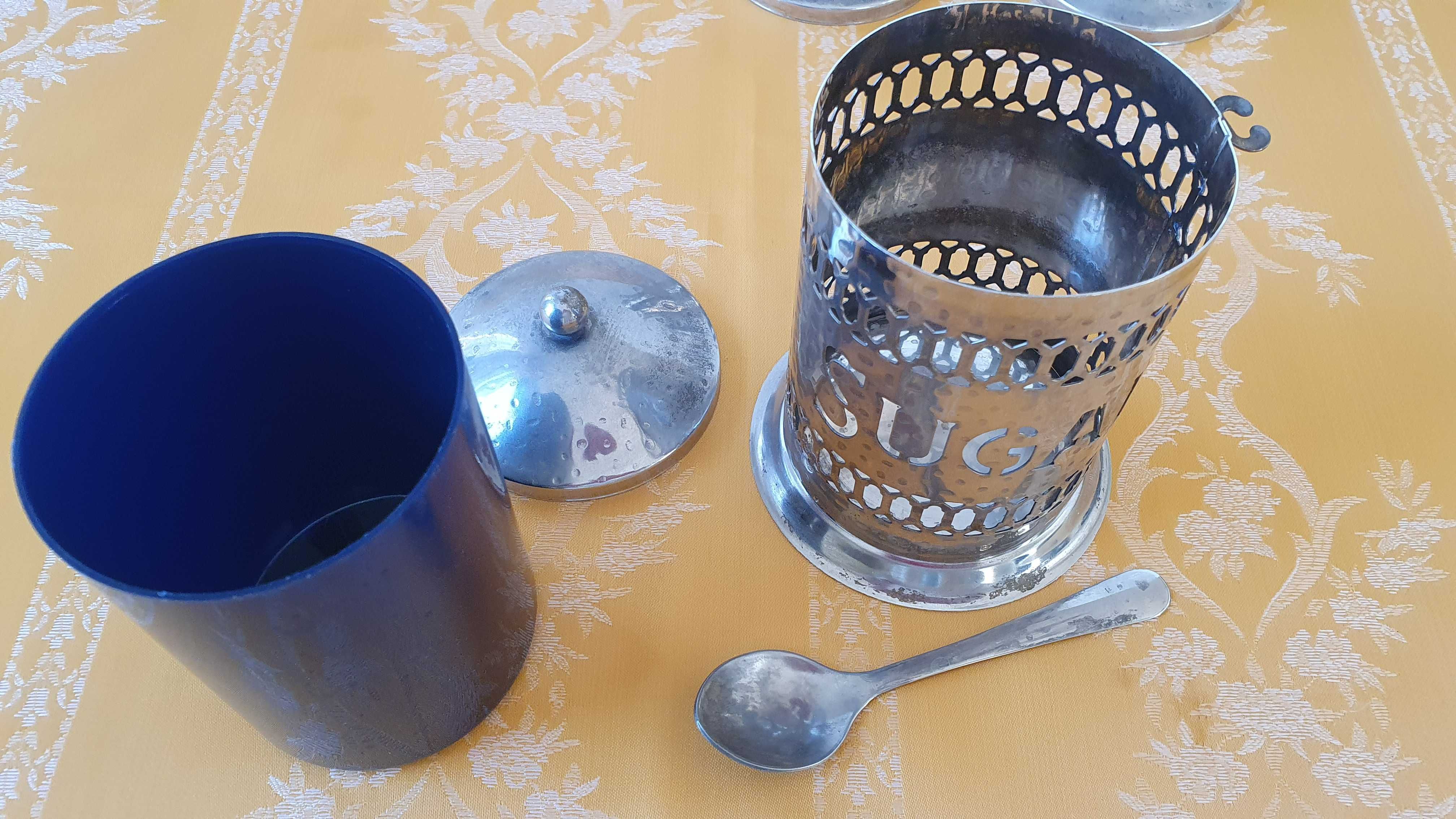 Unicat-set -serviciu cafea, ceai si zahar, decor, metal traforat