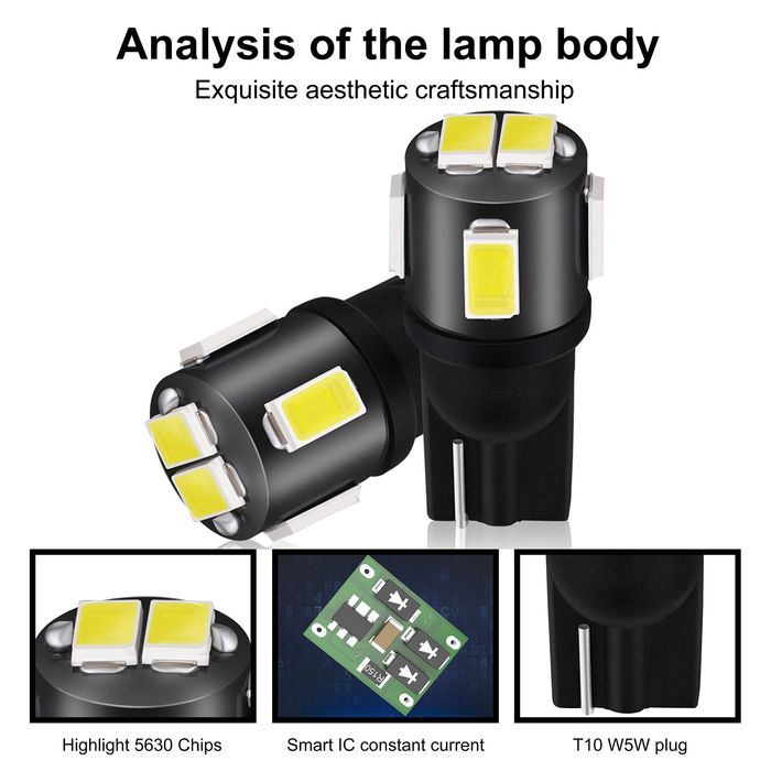 Becuri LED TABEN T10 501 W5W Alb 6-SMD 5630 LED