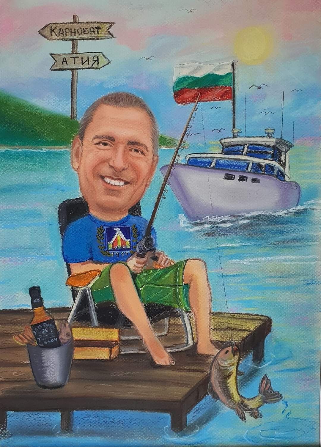Ръчно рисувани шаржове/карикатури с пастели или туш и акварел