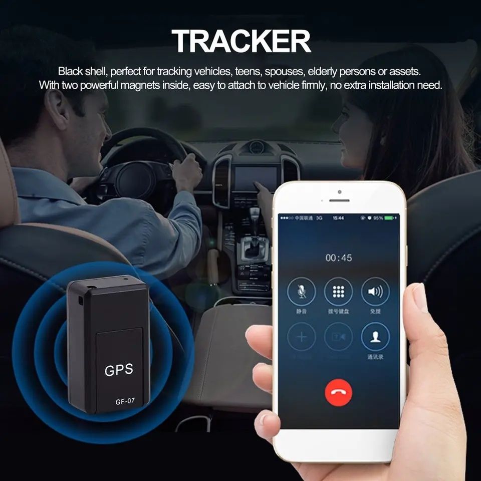 Mini GPS GF07, LBS Tracker, Magnetic, Negru