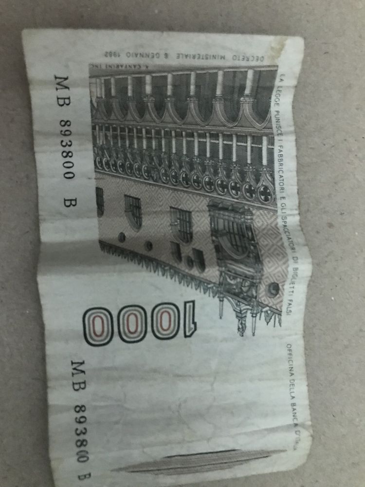 Bancnotă 1000 lire italia 1982