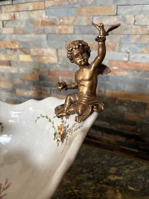 Impozanta caleasca cu personaje-portelan craquele-bronz dore-Anglia