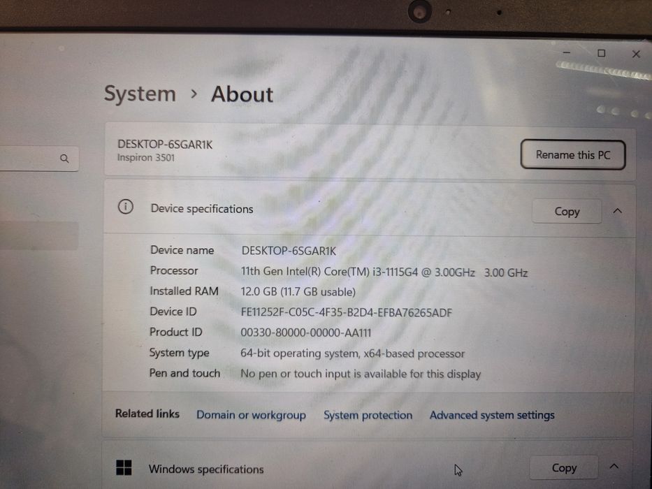 Dell 3501 i3 11th 12gb ram, SSD+HDD amanet Lazar Crangasi 40178