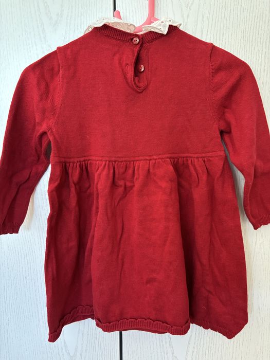 Rochie rosie carouri Zara 86 Hm H&M 12-18 craciun