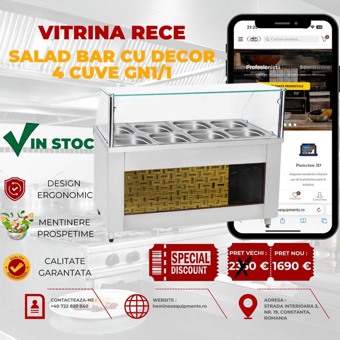 Vitrina Rece Salad Bar 3 Cuve, 4 Cuve Diverse Modele In Stoc